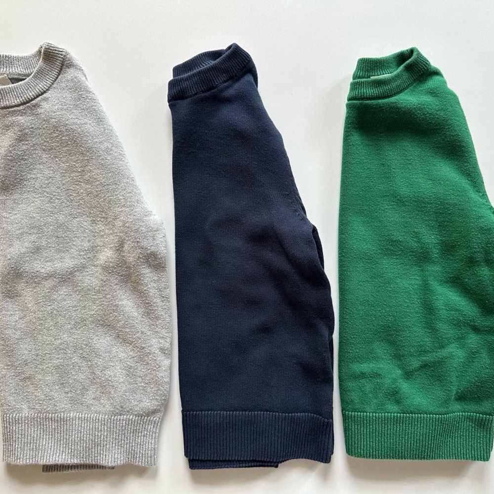 H&M Kids Crew Neck Sweaters in Gray, Navy, and Green - 3/4 T
